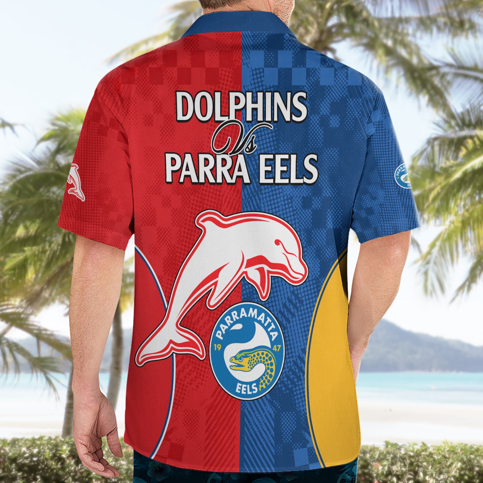 NRL Dolphins Combine Parra Eels Hawaiian Shirt Sporty Style - Vibe Hoodie Shop