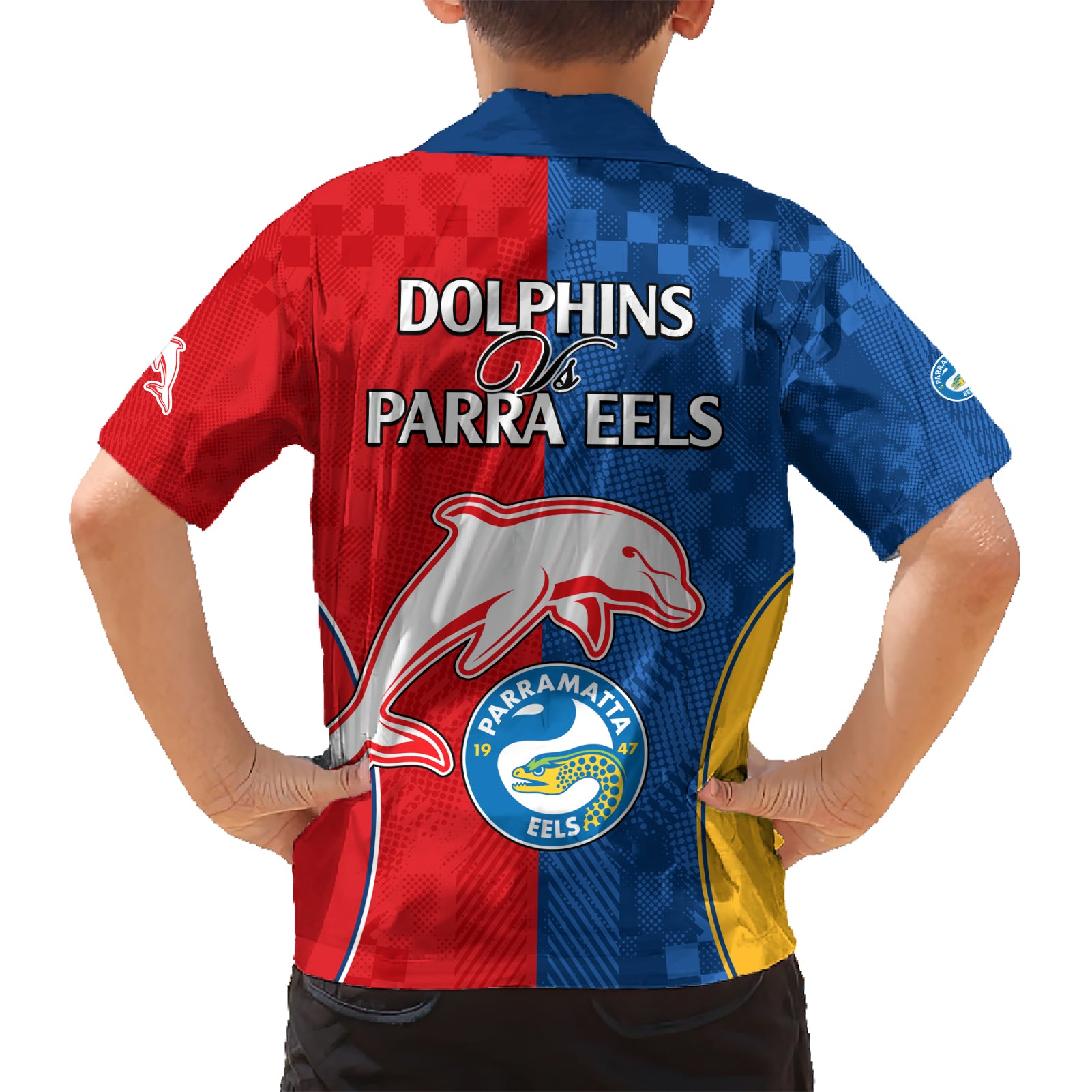 NRL Dolphins Combine Parra Eels Hawaiian Shirt Sporty Style - Vibe Hoodie Shop