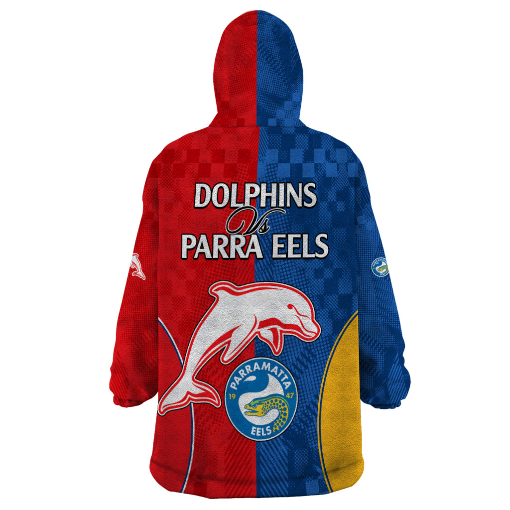 NRL Dolphins Combine Parra Eels Wearable Blanket Hoodie Sporty Style - Vibe Hoodie Shop