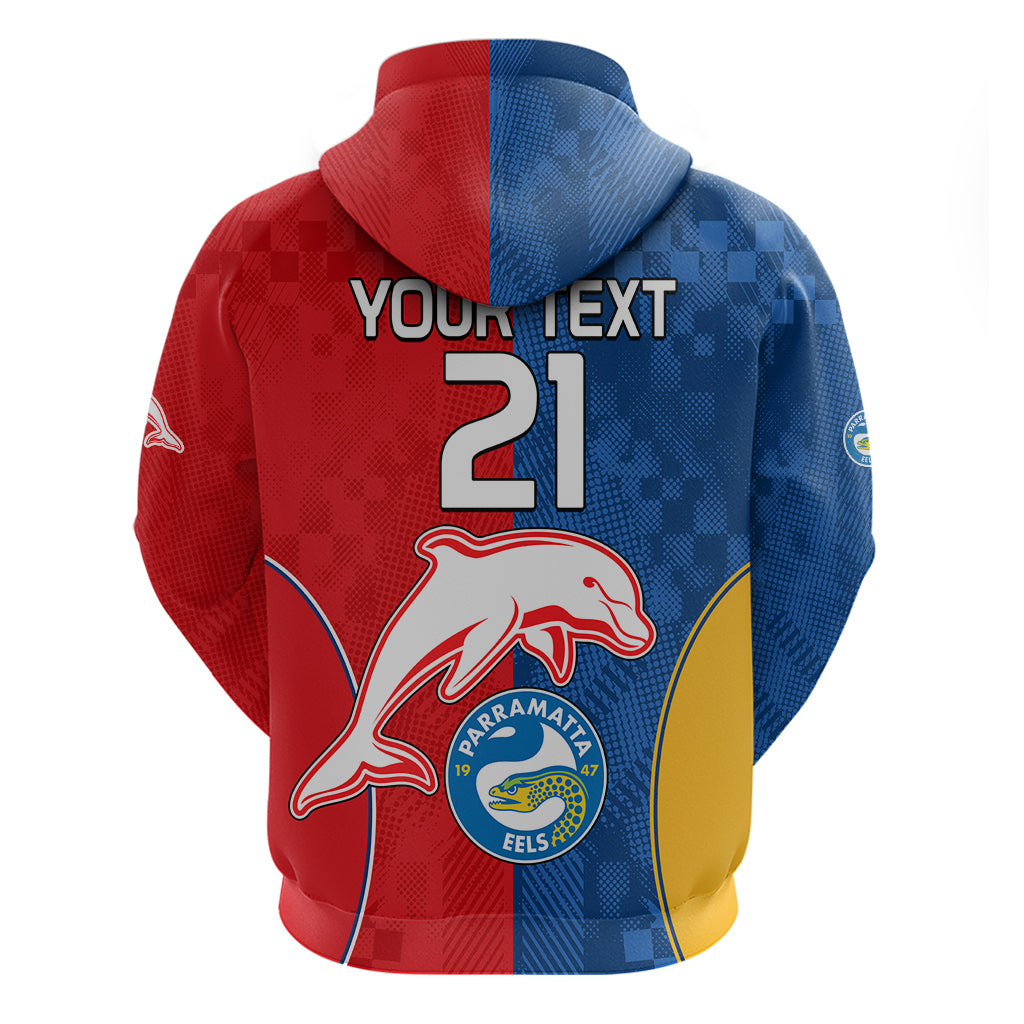 (Custom Text And Number) NRL Dolphins Combine Parra Eels Hoodie Sporty Style LT9 - Vibe Hoodie Shop