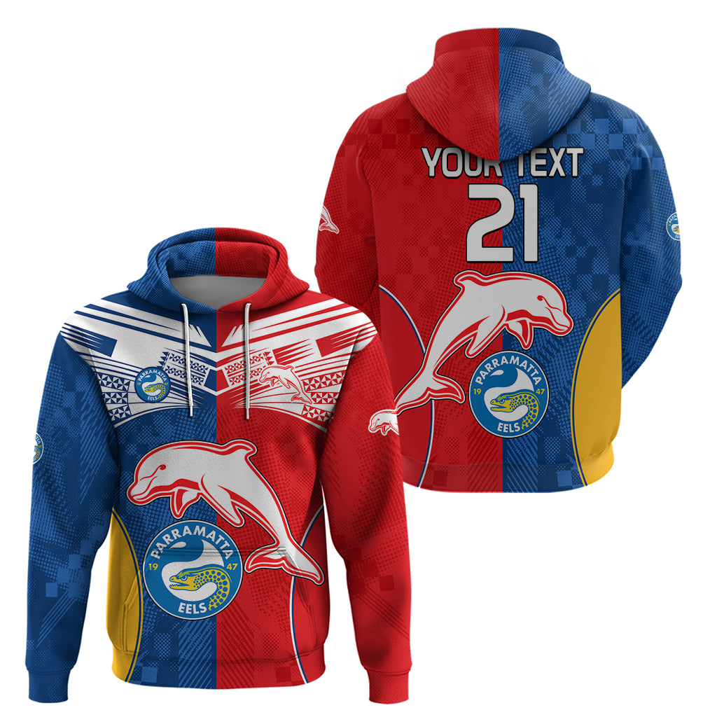 (Custom Text And Number) NRL Dolphins Combine Parra Eels Hoodie Sporty Style LT9 - Vibe Hoodie Shop