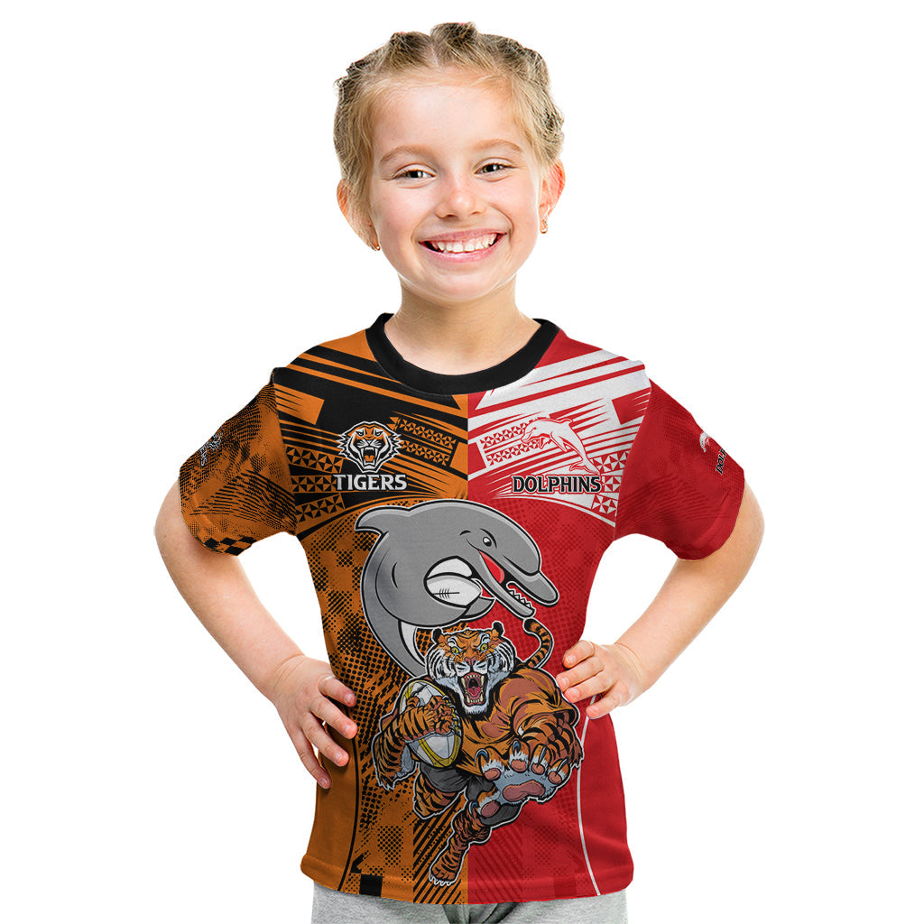 NRL Half Dolphins and Half Tigers Kid T Shirt Sporty Style LT9