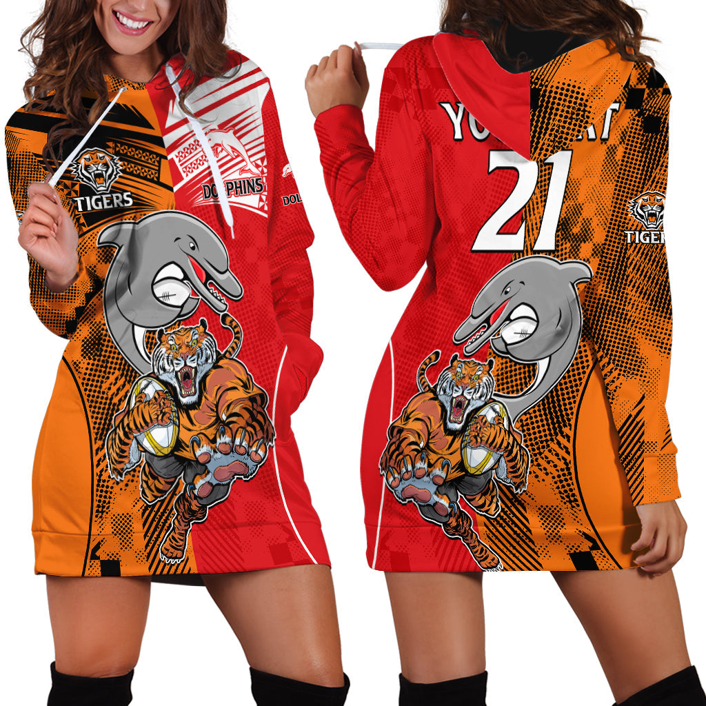 custom-text-and-number-nrl-half-dolphins-and-half-tigers-hoodie-dress-sporty-style