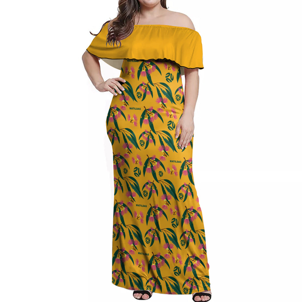 Aussie Matildas Off Shoulder Maxi Dress Football Australia 2023 Silver Princess Unique - Vibe Hoodie Shop