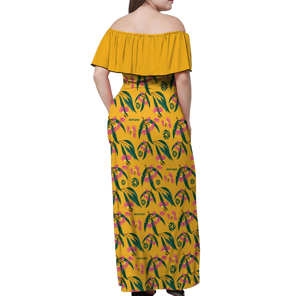 Aussie Matildas Off Shoulder Maxi Dress Football Australia 2023 Silver Princess Unique - Vibe Hoodie Shop