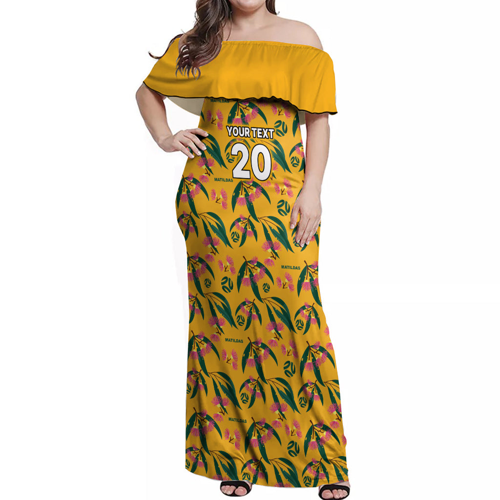 Custom Aussie Matildas Off Shoulder Maxi Dress Football Australia 2023 Silver Princess Unique - Vibe Hoodie Shop