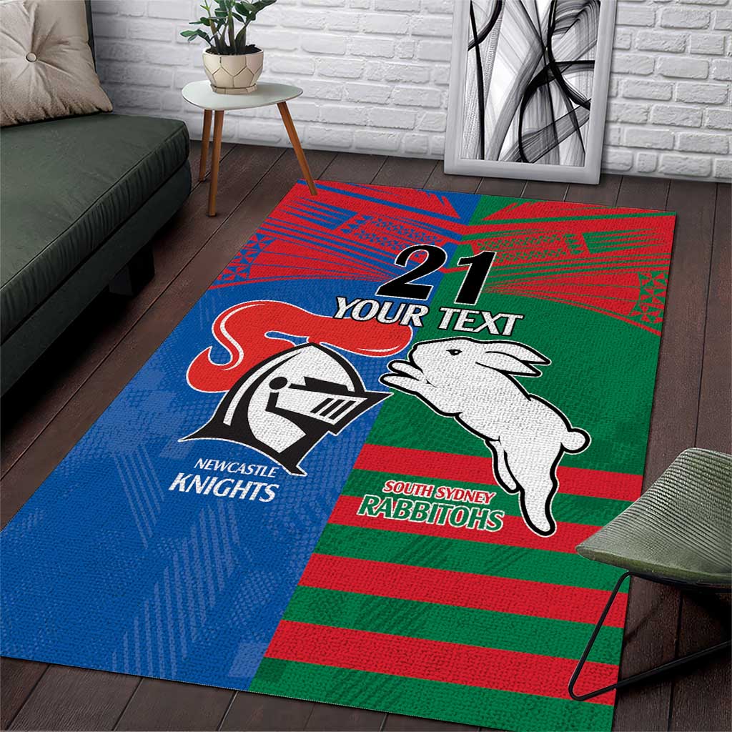 Custom Knights and Rabbitohs Rugby Area Rug Sporty Style - Vibe Hoodie Shop