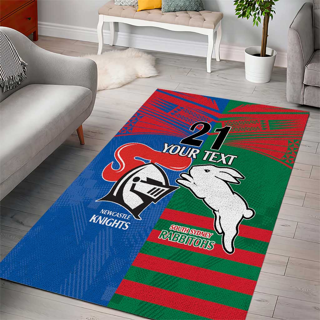 Custom Knights and Rabbitohs Rugby Area Rug Sporty Style - Vibe Hoodie Shop