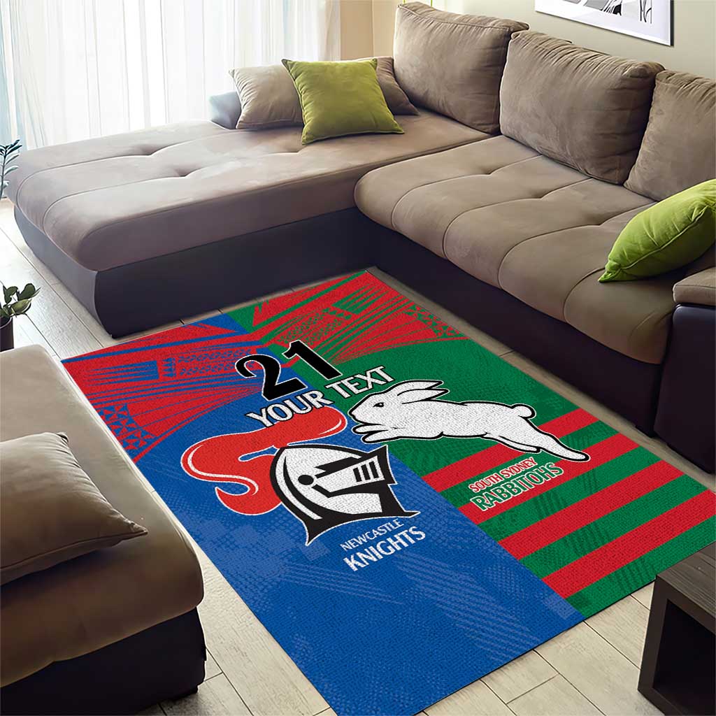 Custom Knights and Rabbitohs Rugby Area Rug Sporty Style - Vibe Hoodie Shop