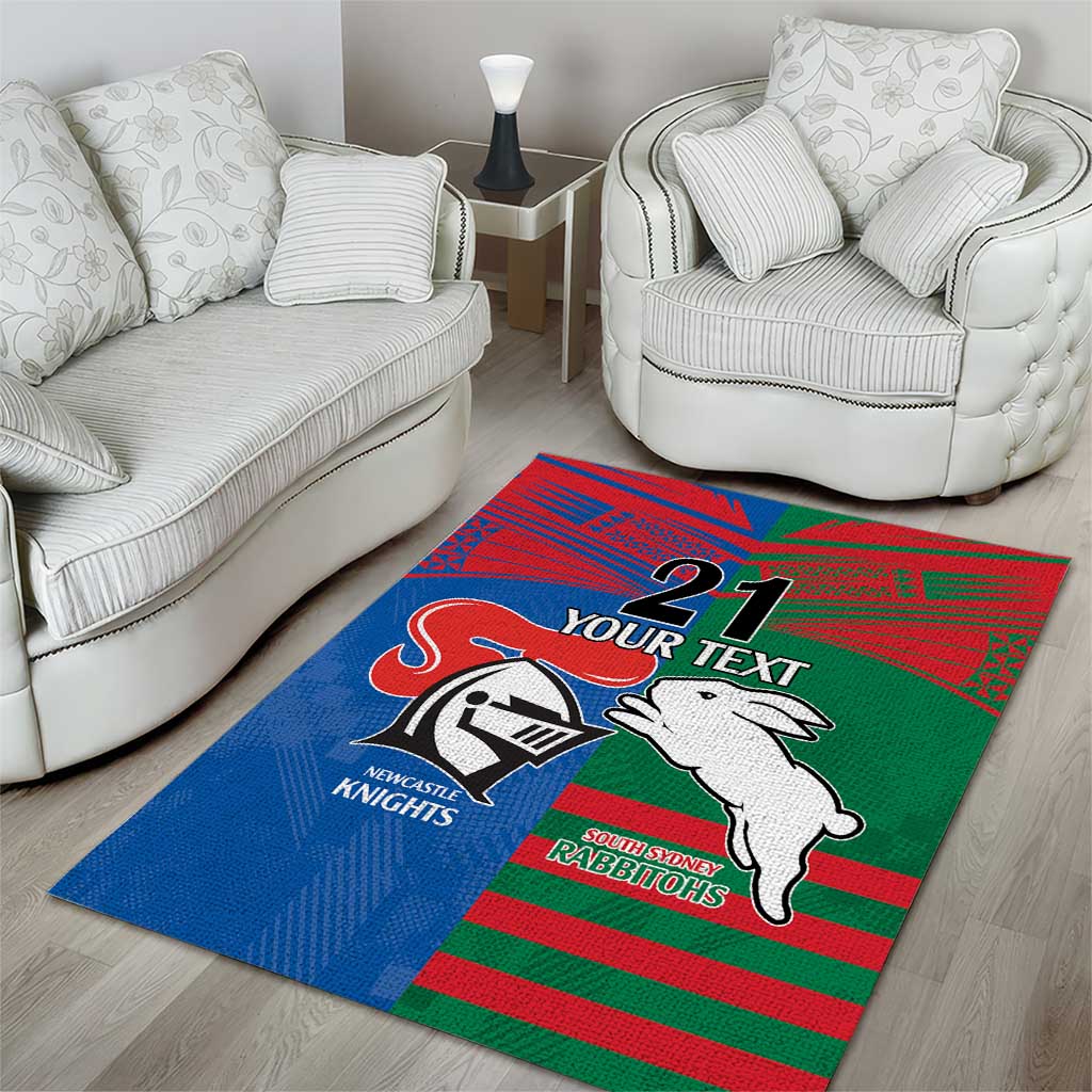 Custom Knights and Rabbitohs Rugby Area Rug Sporty Style - Vibe Hoodie Shop