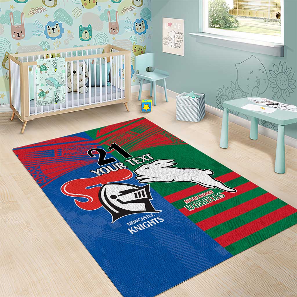 Custom Knights and Rabbitohs Rugby Area Rug Sporty Style - Vibe Hoodie Shop