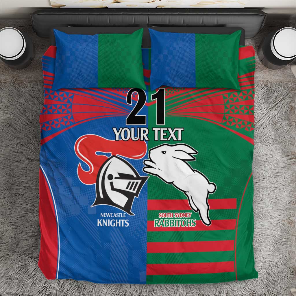 Custom Knights and Rabbitohs Rugby Bedding Set Sporty Style - Vibe Hoodie Shop