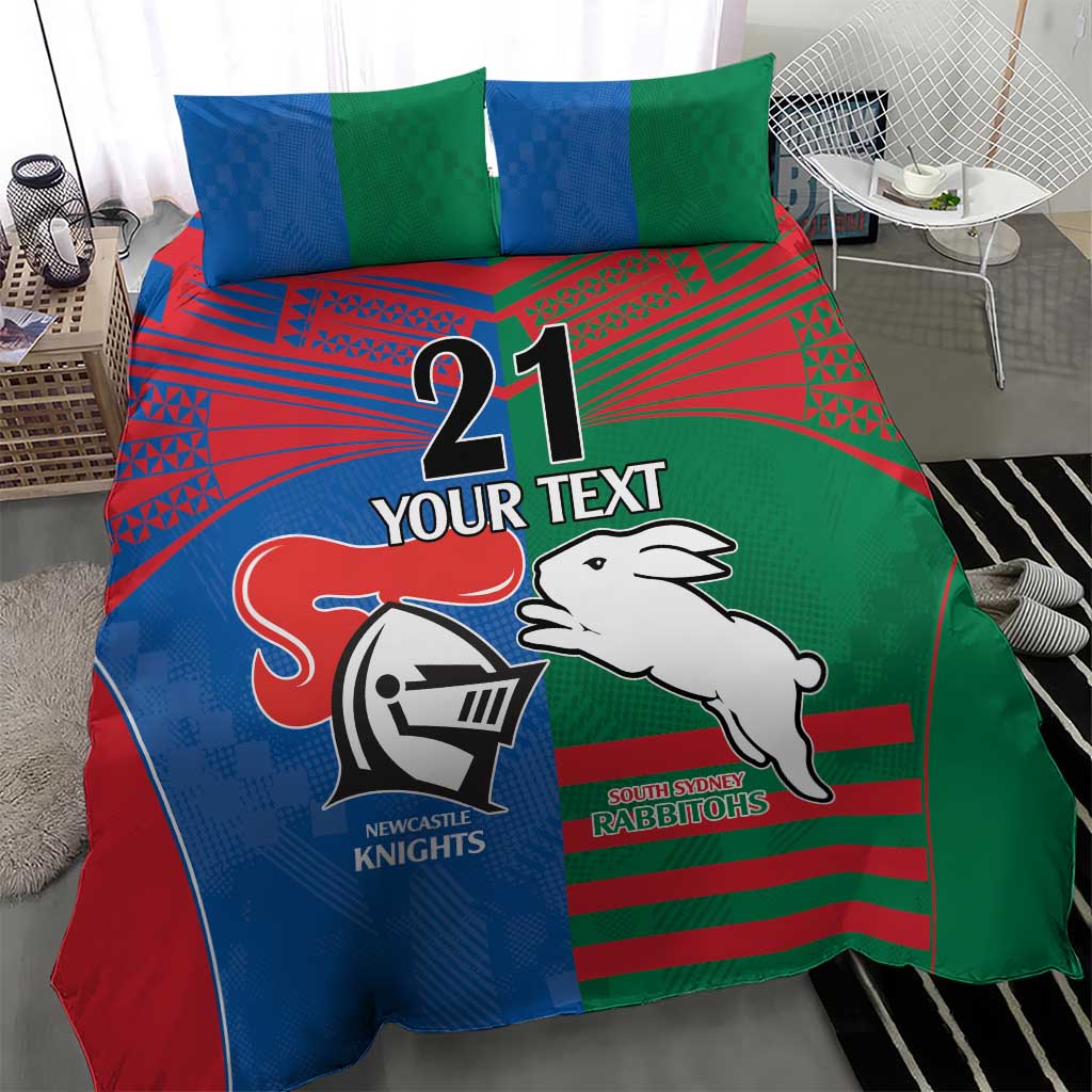 Custom Knights and Rabbitohs Rugby Bedding Set Sporty Style - Vibe Hoodie Shop