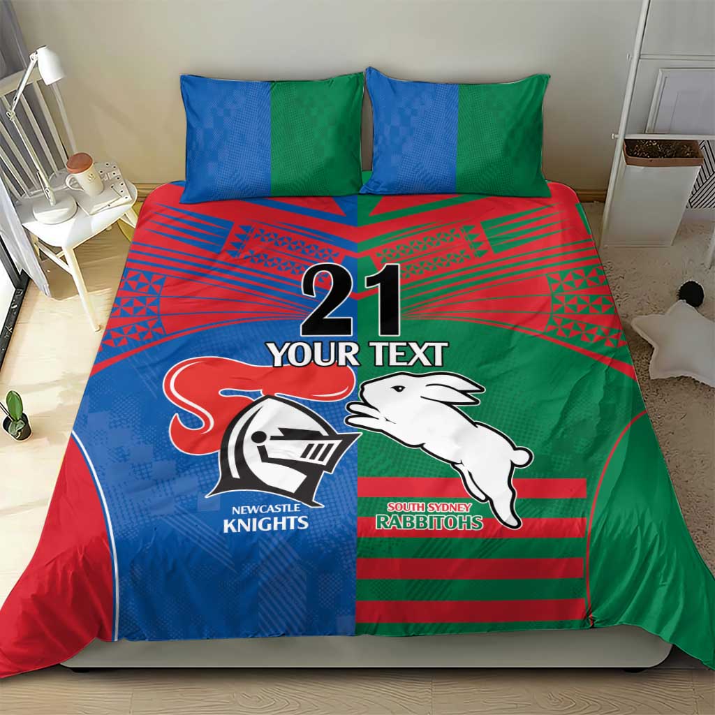 Custom Knights and Rabbitohs Rugby Bedding Set Sporty Style - Vibe Hoodie Shop