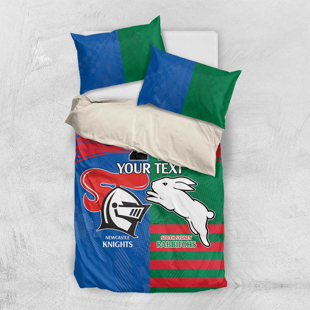 Custom Knights and Rabbitohs Rugby Bedding Set Sporty Style - Vibe Hoodie Shop