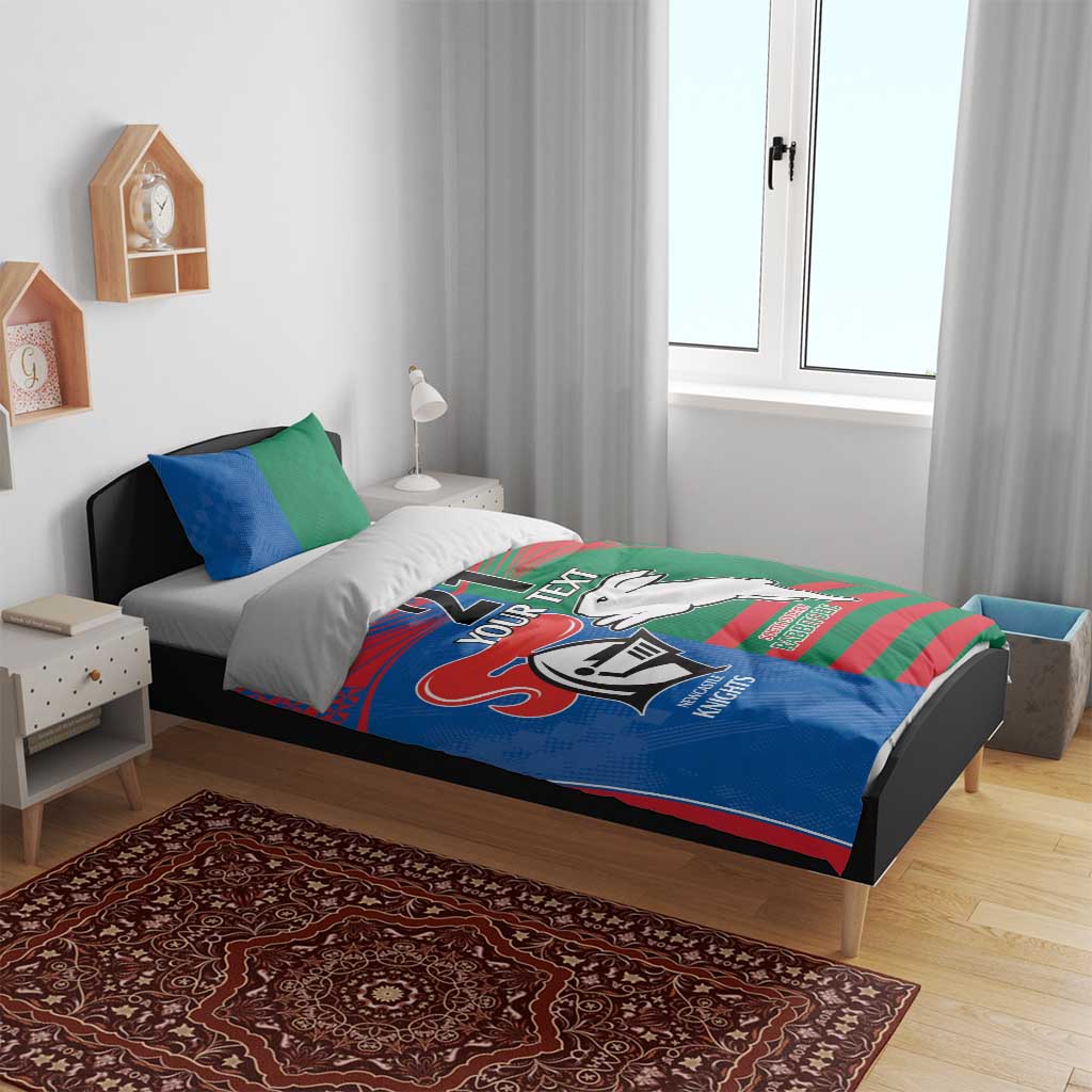 Custom Knights and Rabbitohs Rugby Bedding Set Sporty Style - Vibe Hoodie Shop