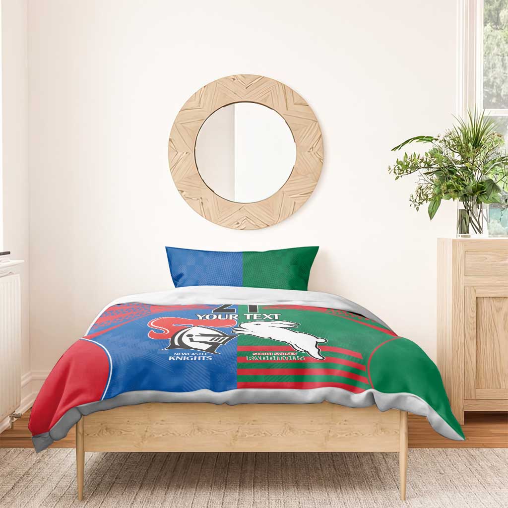 Custom Knights and Rabbitohs Rugby Bedding Set Sporty Style - Vibe Hoodie Shop