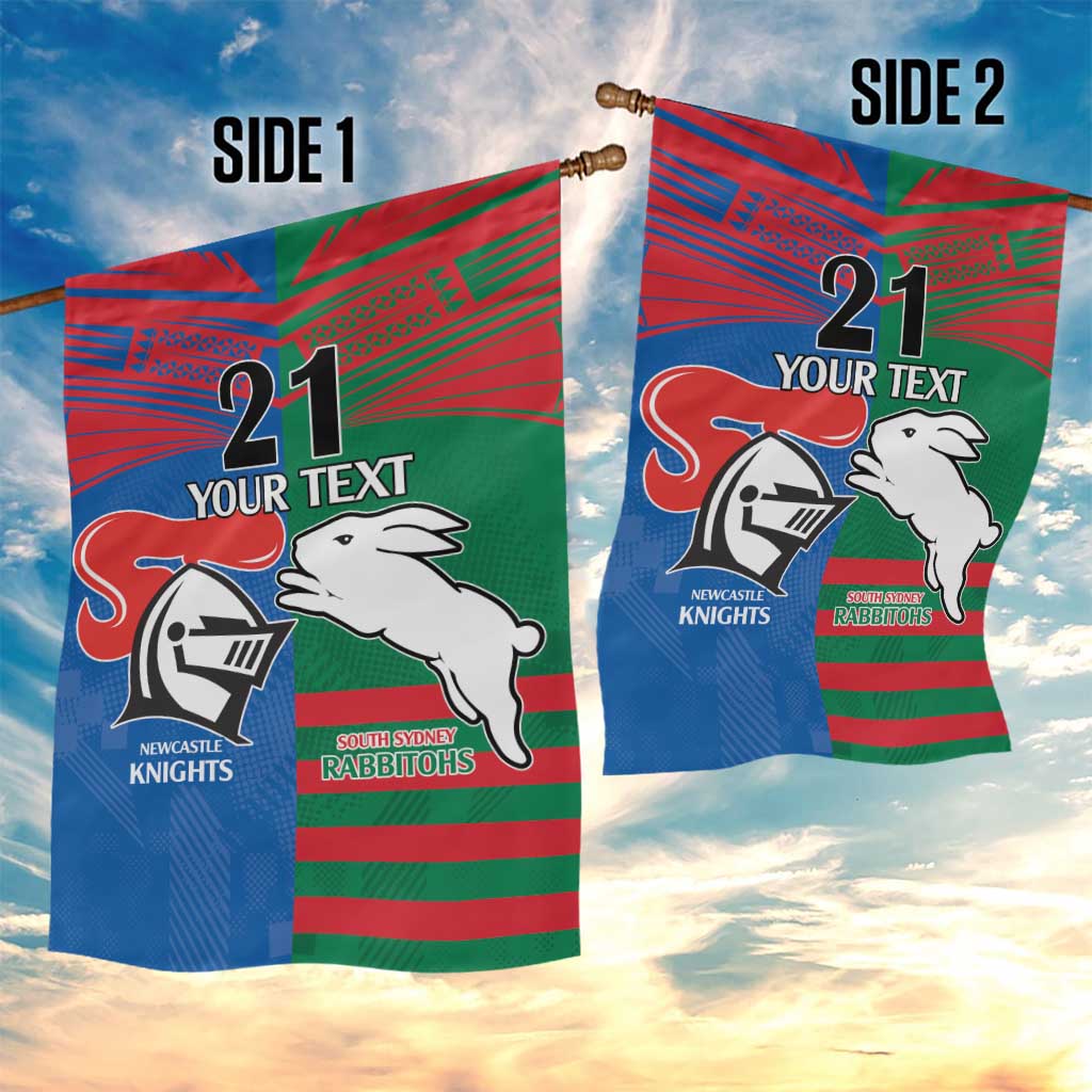 Custom Knights and Rabbitohs Rugby Garden Flag Sporty Style - Vibe Hoodie Shop