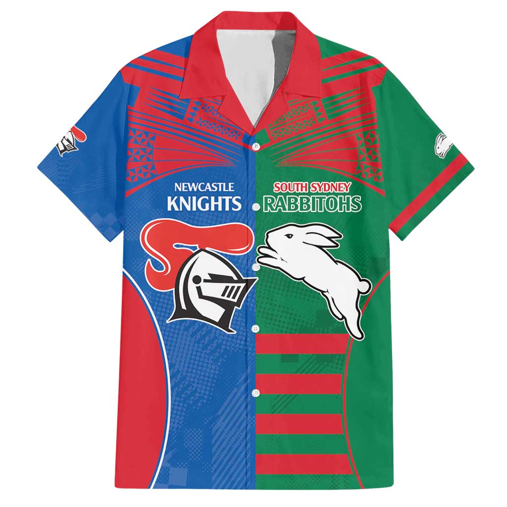 Custom Knights and Rabbitohs Rugby Hawaiian Shirt Sporty Style - Vibe Hoodie Shop