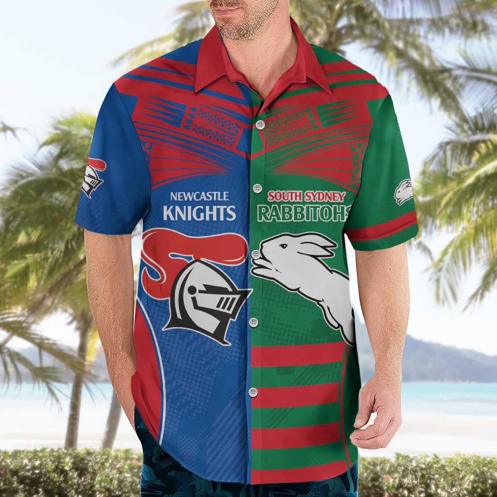 Custom Knights and Rabbitohs Rugby Hawaiian Shirt Sporty Style - Vibe Hoodie Shop