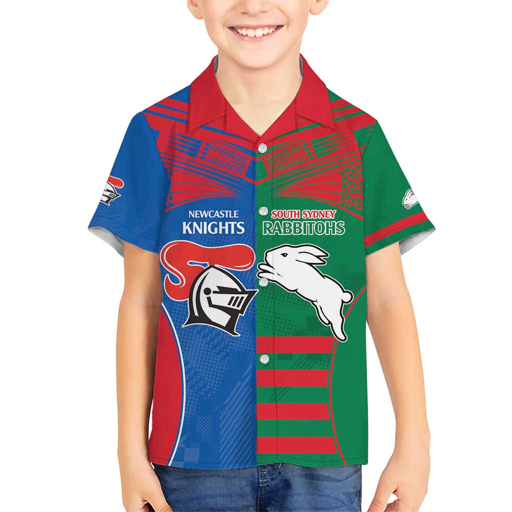 Custom Knights and Rabbitohs Rugby Hawaiian Shirt Sporty Style - Vibe Hoodie Shop