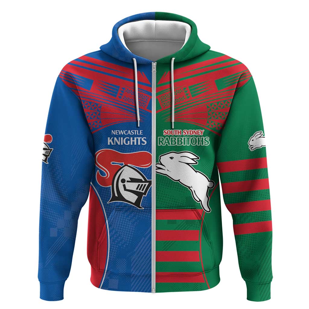 Custom Knights and Rabbitohs Rugby Hoodie Sporty Style LT9 - Vibe Hoodie Shop