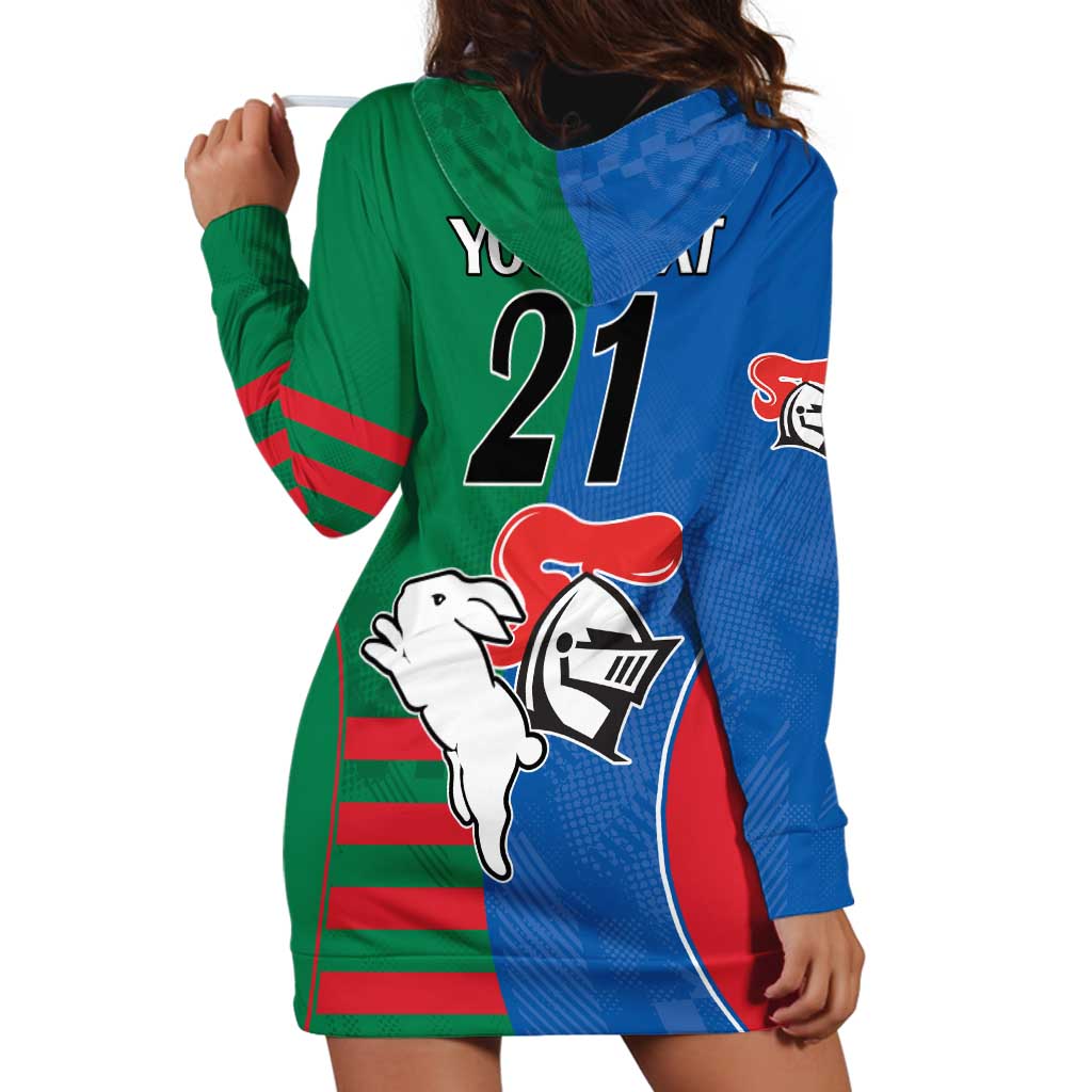 Custom Knights and Rabbitohs Rugby Hoodie Dress Sporty Style - Vibe Hoodie Shop