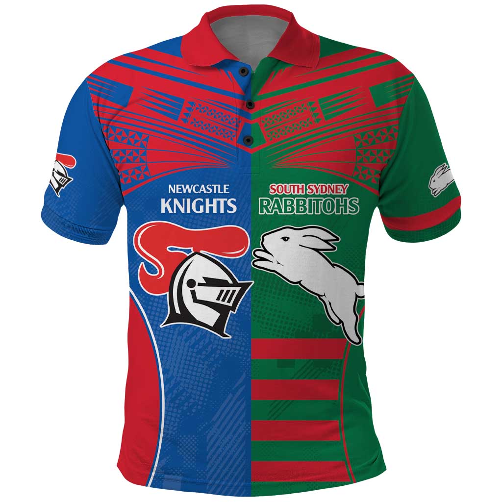 Custom Knights and Rabbitohs Rugby Polo Shirt Sporty Style LT9 - Vibe Hoodie Shop