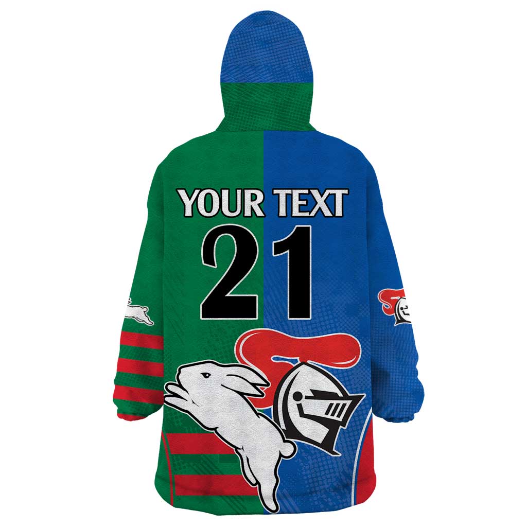 Custom Knights and Rabbitohs Rugby Wearable Blanket Hoodie Sporty Style - Vibe Hoodie Shop