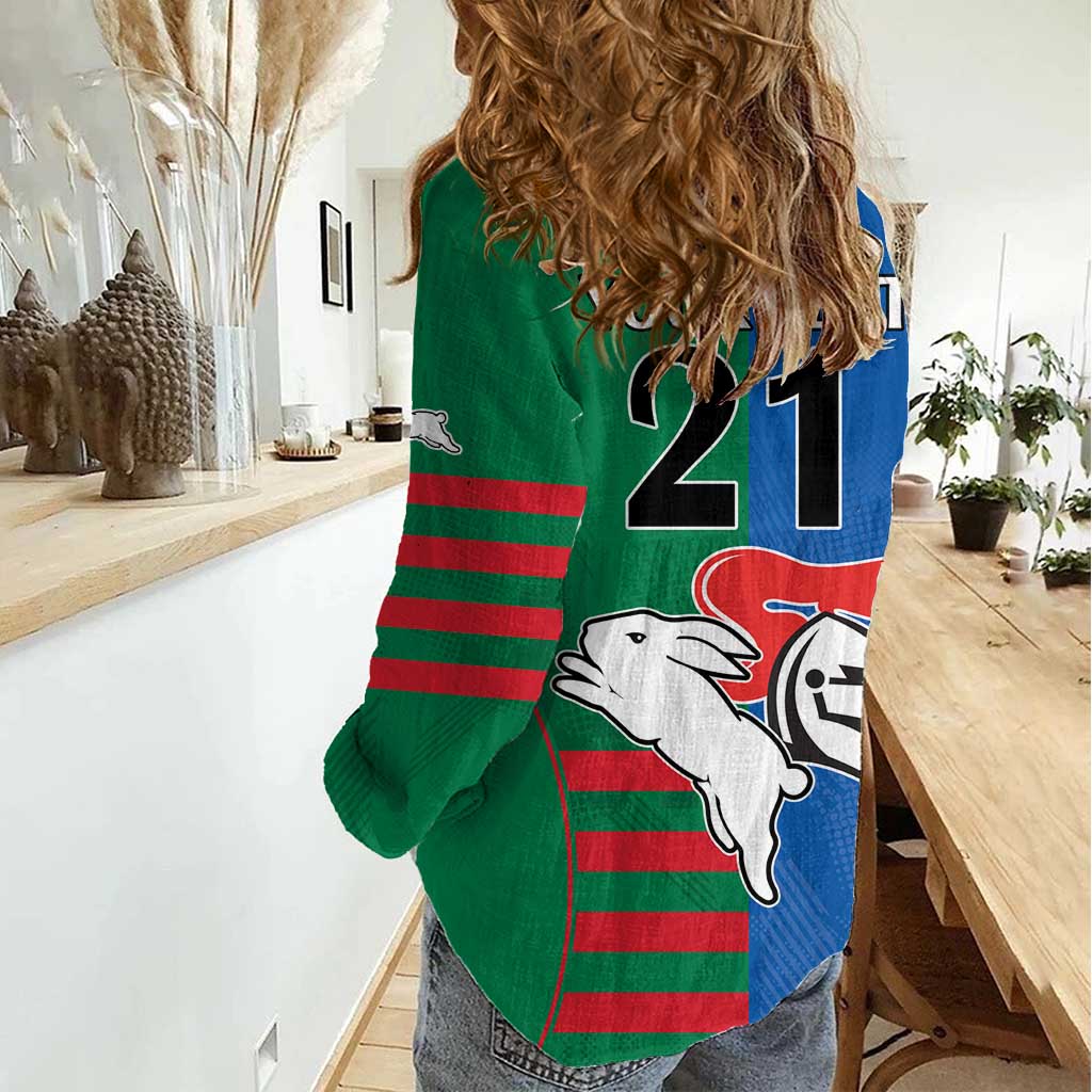 Custom Knights and Rabbitohs Rugby Women Casual Shirt Sporty Style - Vibe Hoodie Shop