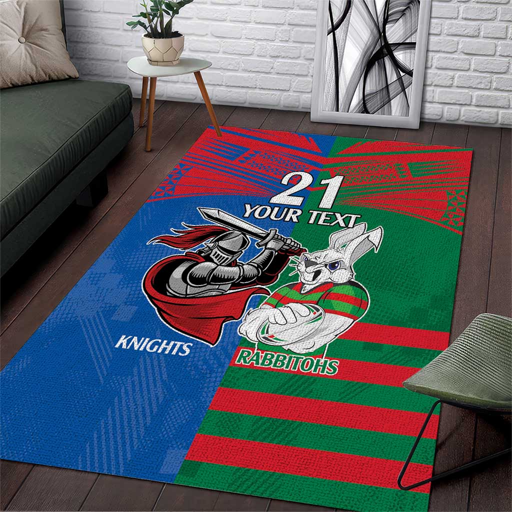 Custom Knights and Rabbitohs Mascot Together Area Rug - Vibe Hoodie Shop