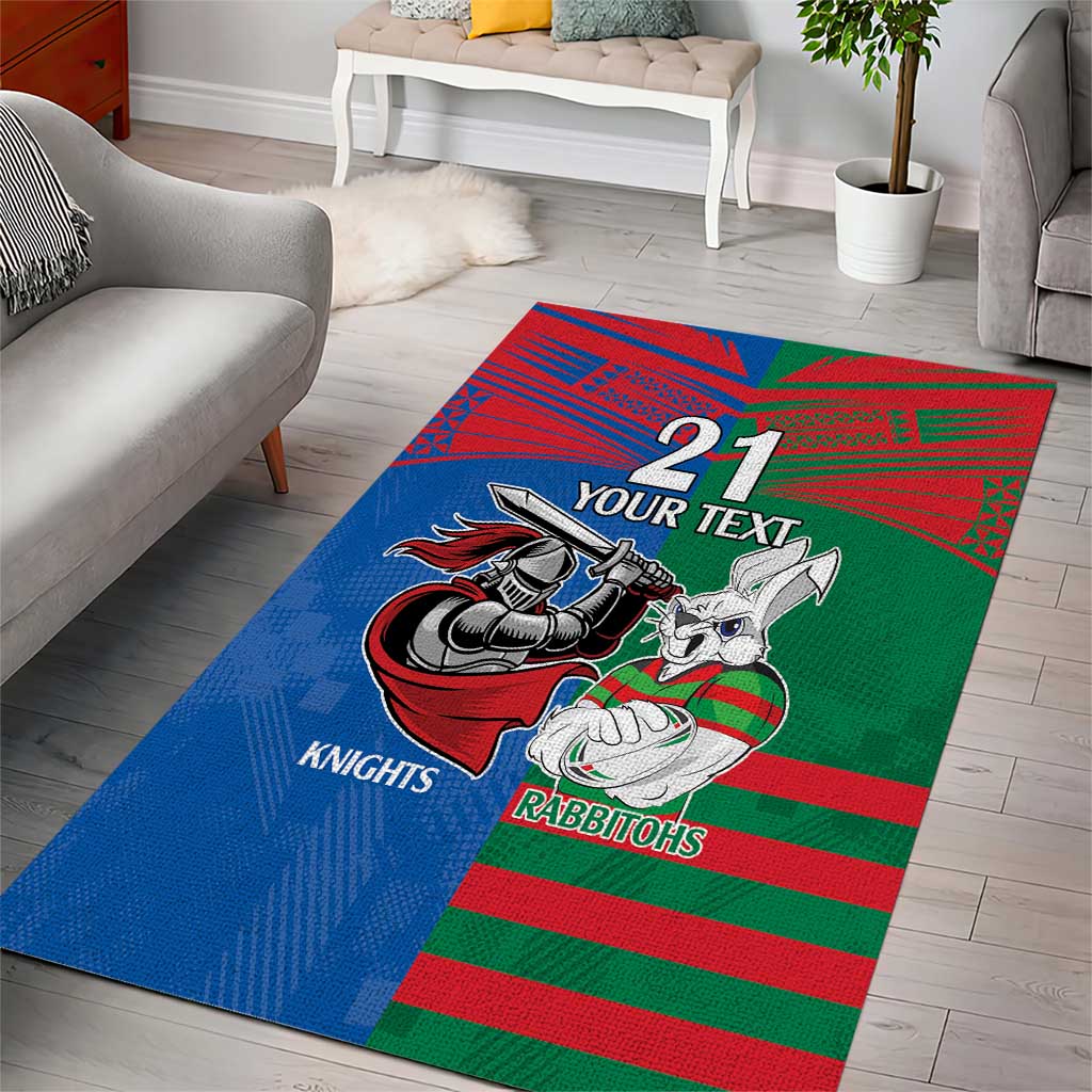 Custom Knights and Rabbitohs Mascot Together Area Rug - Vibe Hoodie Shop