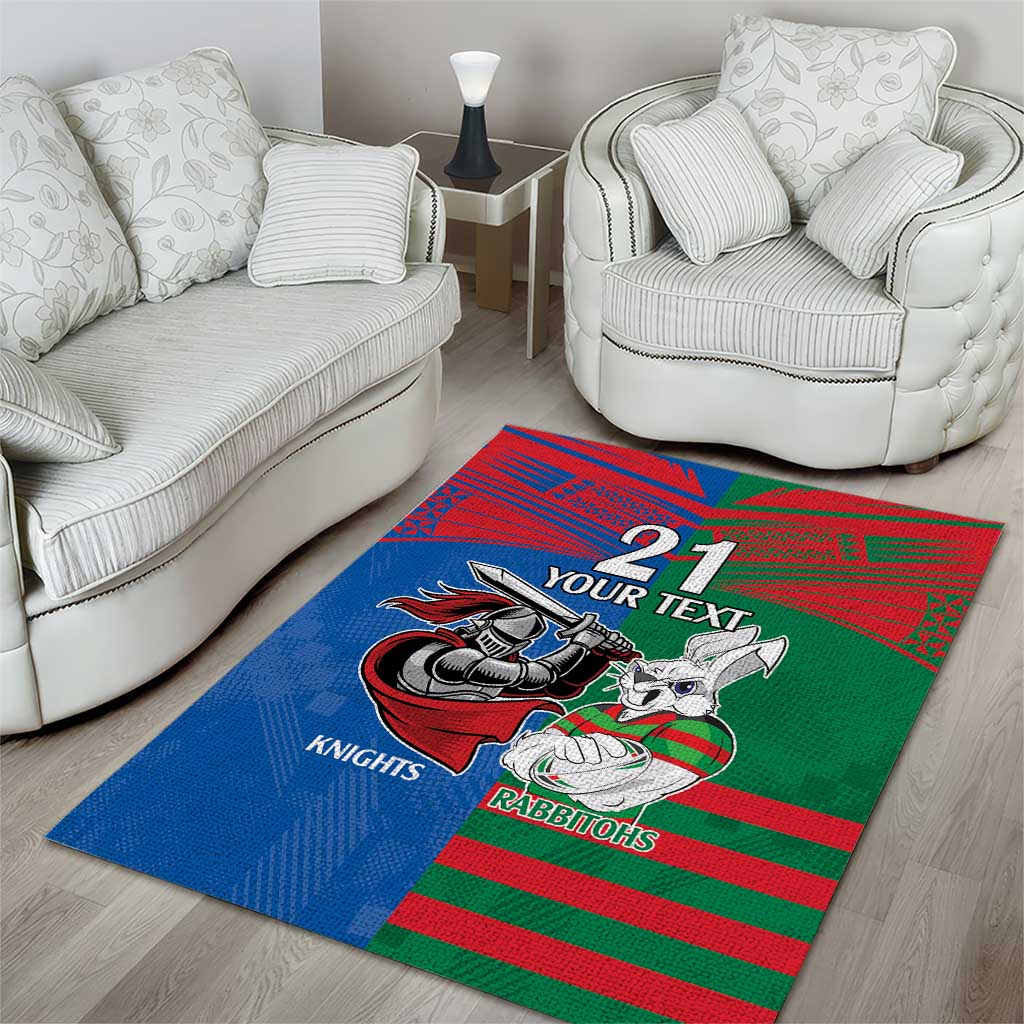 Custom Knights and Rabbitohs Mascot Together Area Rug - Vibe Hoodie Shop