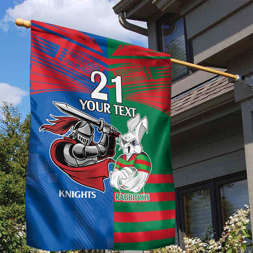 Custom Knights and Rabbitohs Mascot Together Garden Flag - Vibe Hoodie Shop