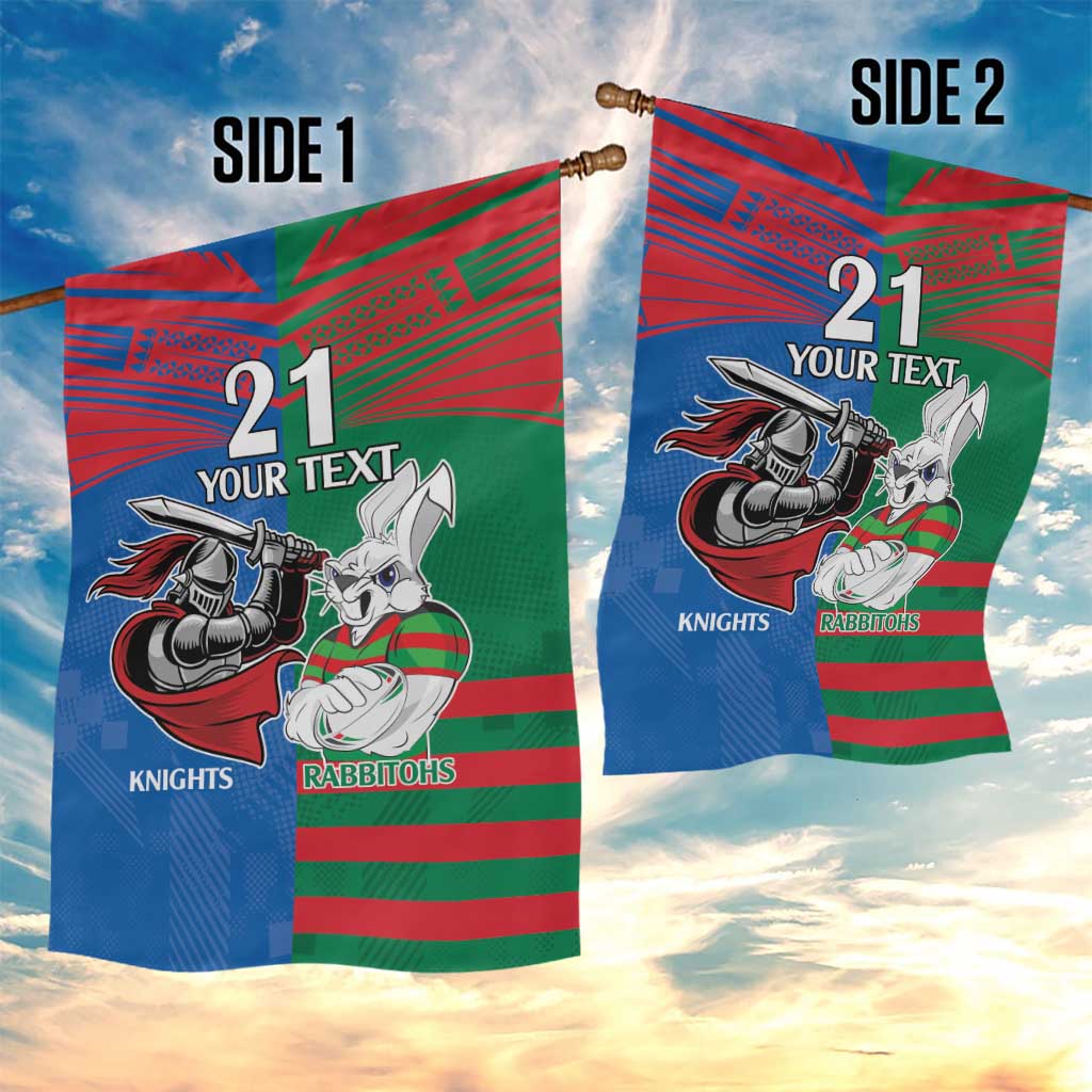 Custom Knights and Rabbitohs Mascot Together Garden Flag - Vibe Hoodie Shop