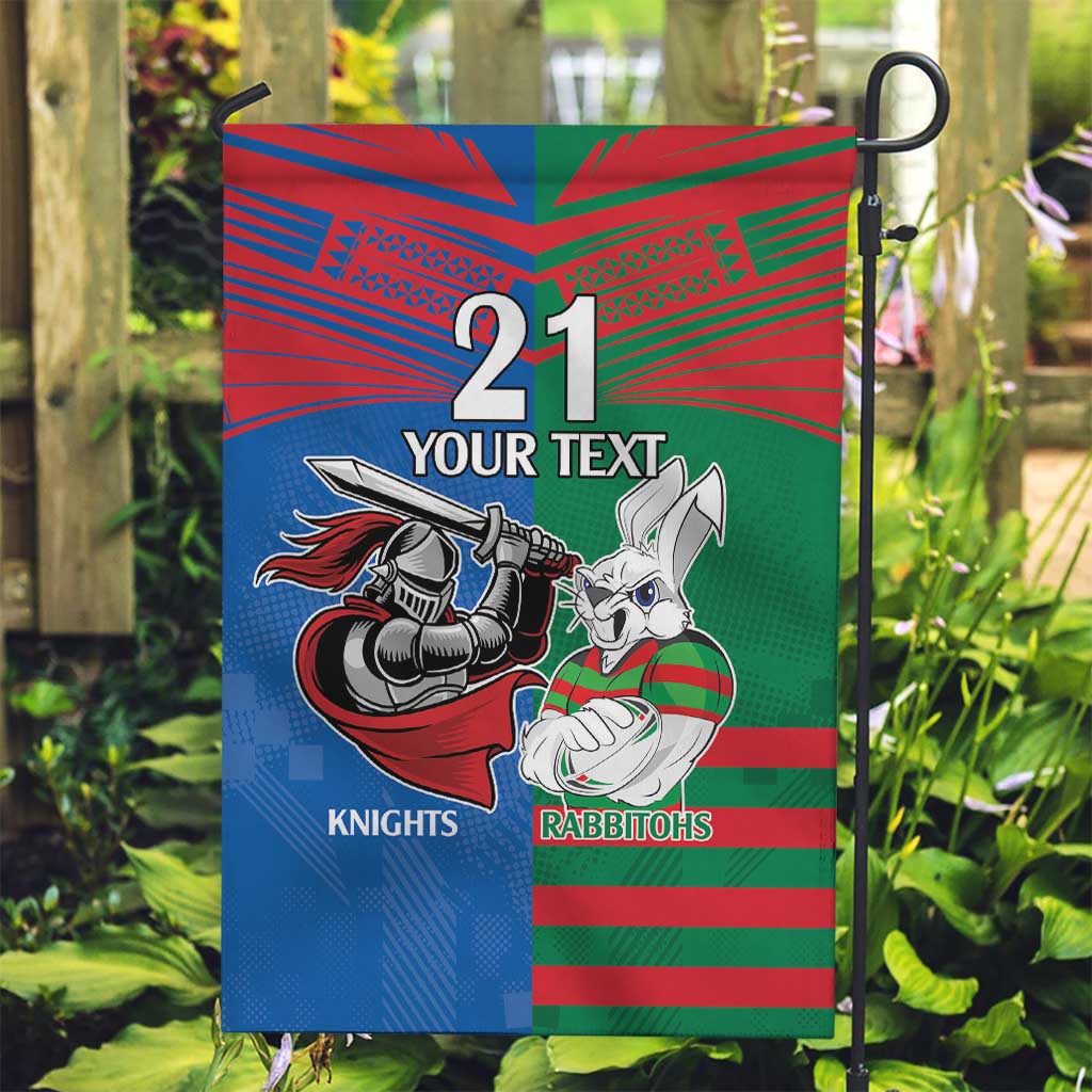 Custom Knights and Rabbitohs Mascot Together Garden Flag - Vibe Hoodie Shop