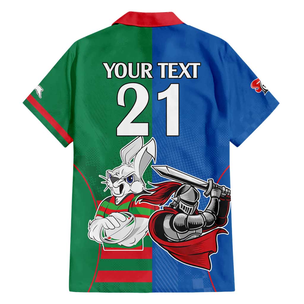 Custom Knights and Rabbitohs Mascot Together Hawaiian Shirt - Vibe Hoodie Shop