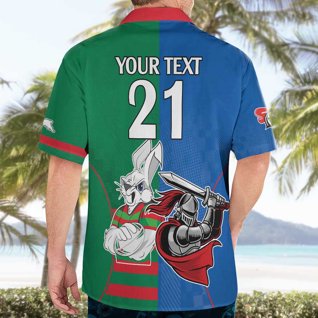 Custom Knights and Rabbitohs Mascot Together Hawaiian Shirt - Vibe Hoodie Shop