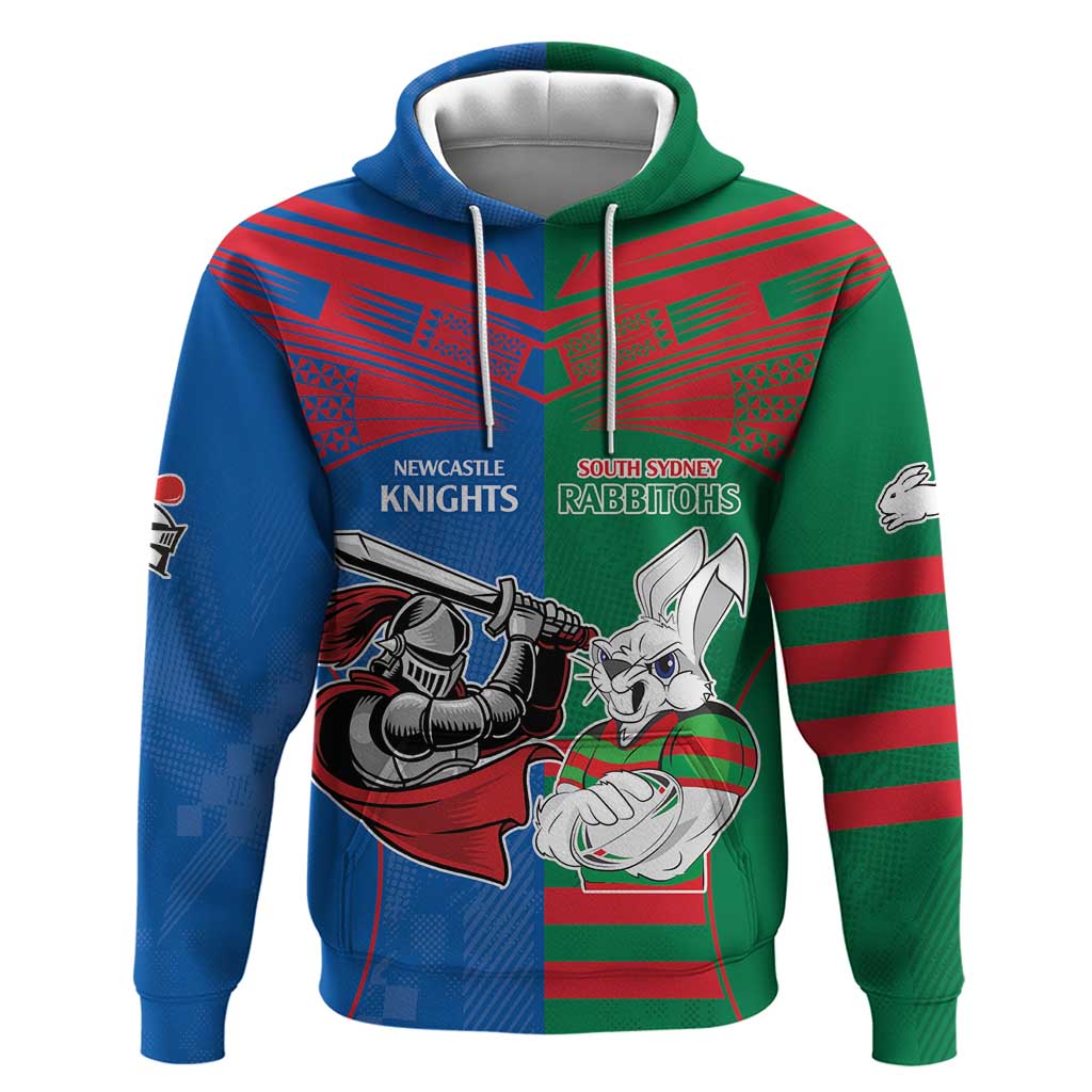 Custom Knights and Rabbitohs Mascot Together Hoodie LT9 - Vibe Hoodie Shop