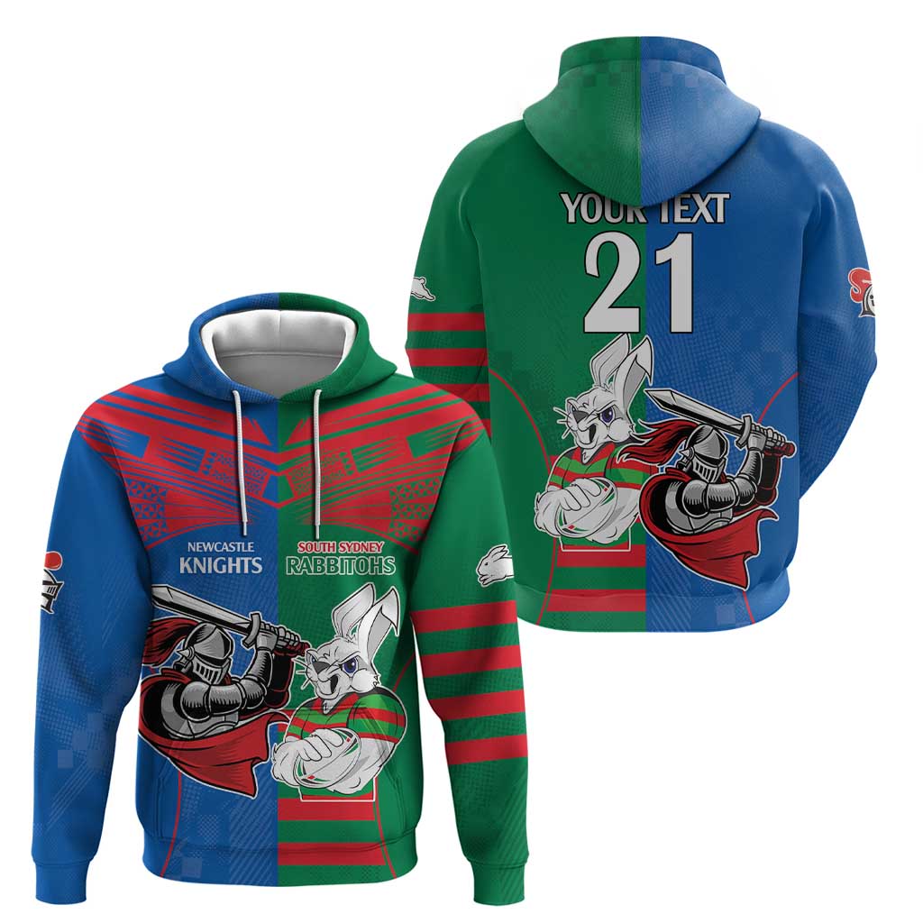 Custom Knights and Rabbitohs Mascot Together Hoodie LT9 - Vibe Hoodie Shop