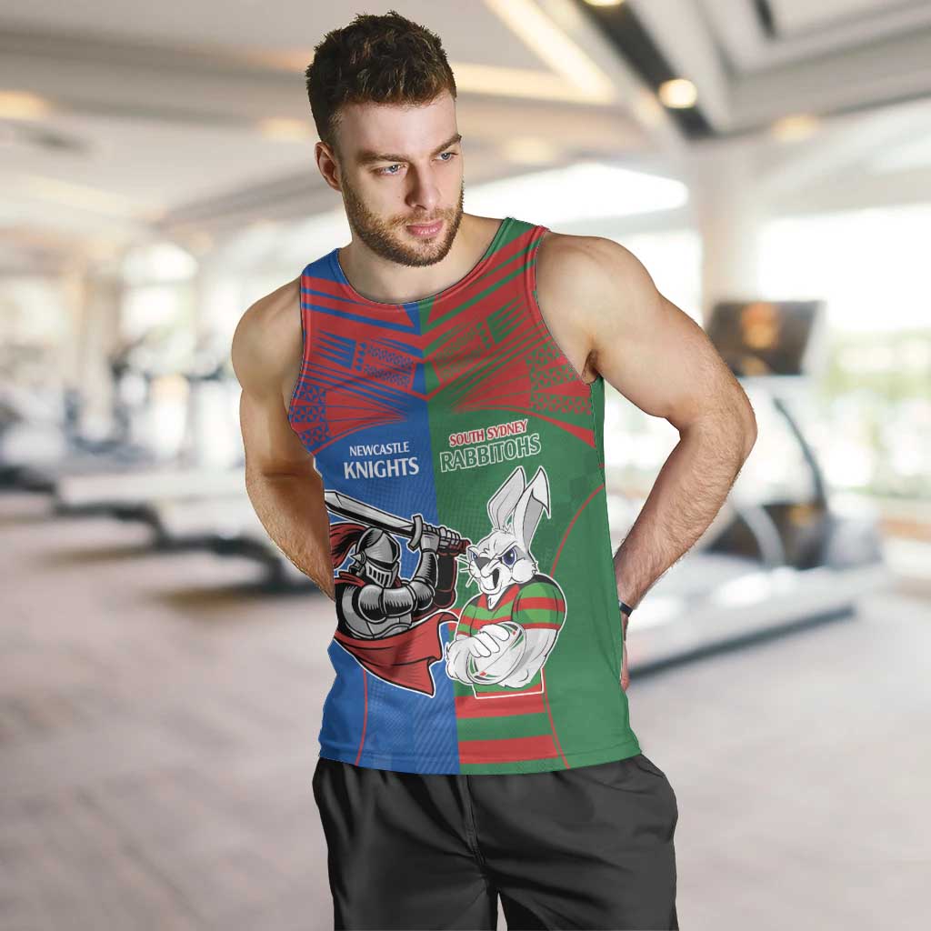 Custom Knights and Rabbitohs Mascot Together Men Tank Top - Vibe Hoodie Shop