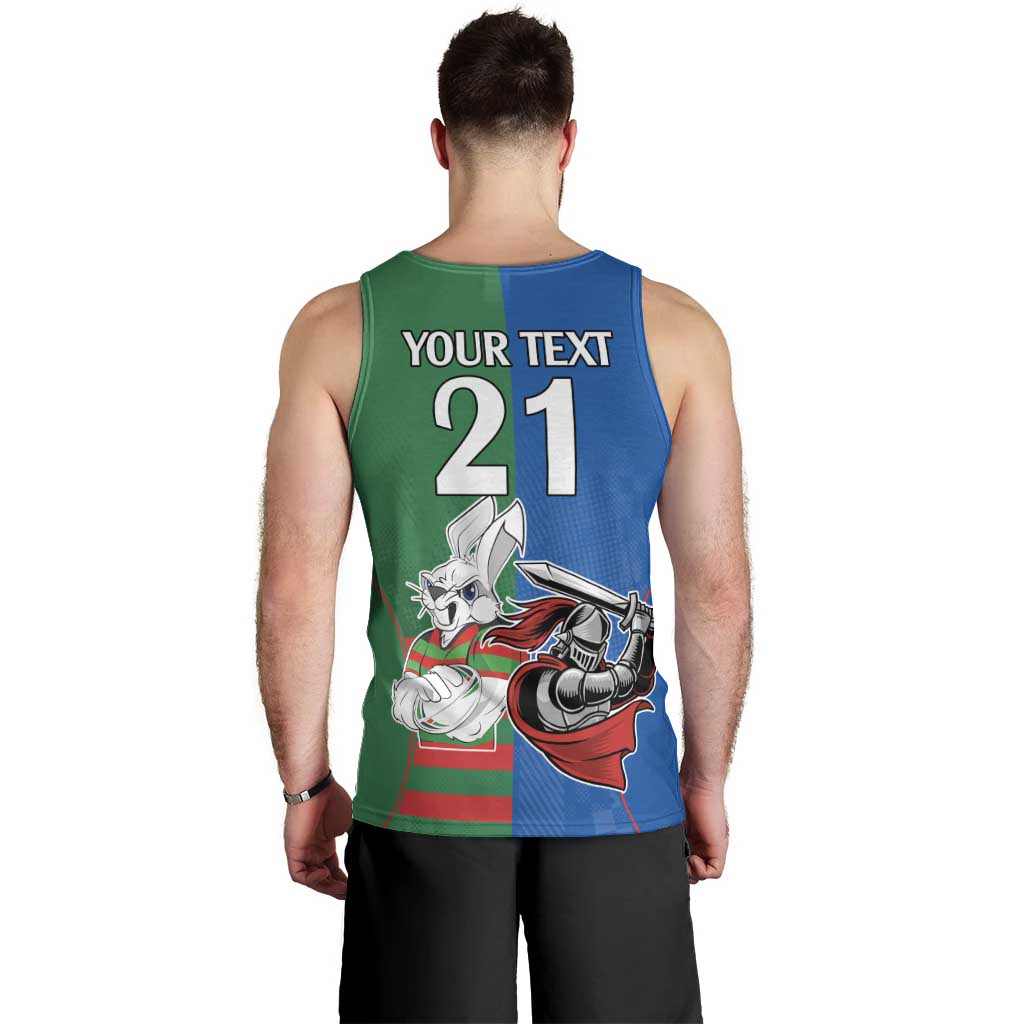 Custom Knights and Rabbitohs Mascot Together Men Tank Top - Vibe Hoodie Shop
