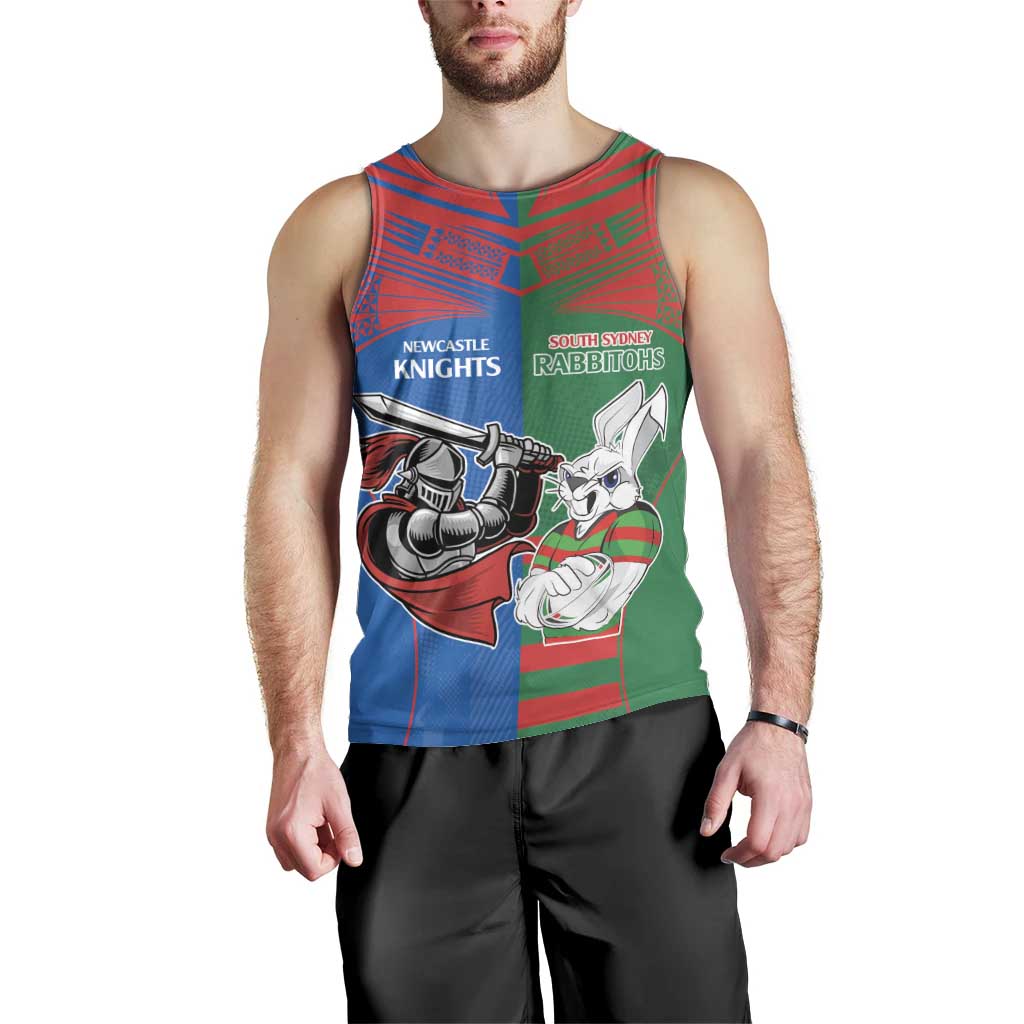 Custom Knights and Rabbitohs Mascot Together Men Tank Top - Vibe Hoodie Shop