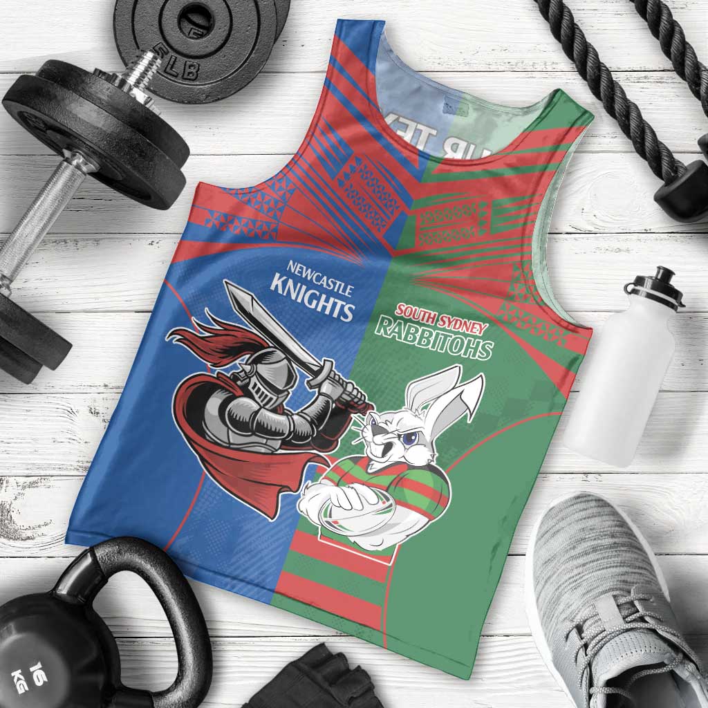 Custom Knights and Rabbitohs Mascot Together Men Tank Top - Vibe Hoodie Shop