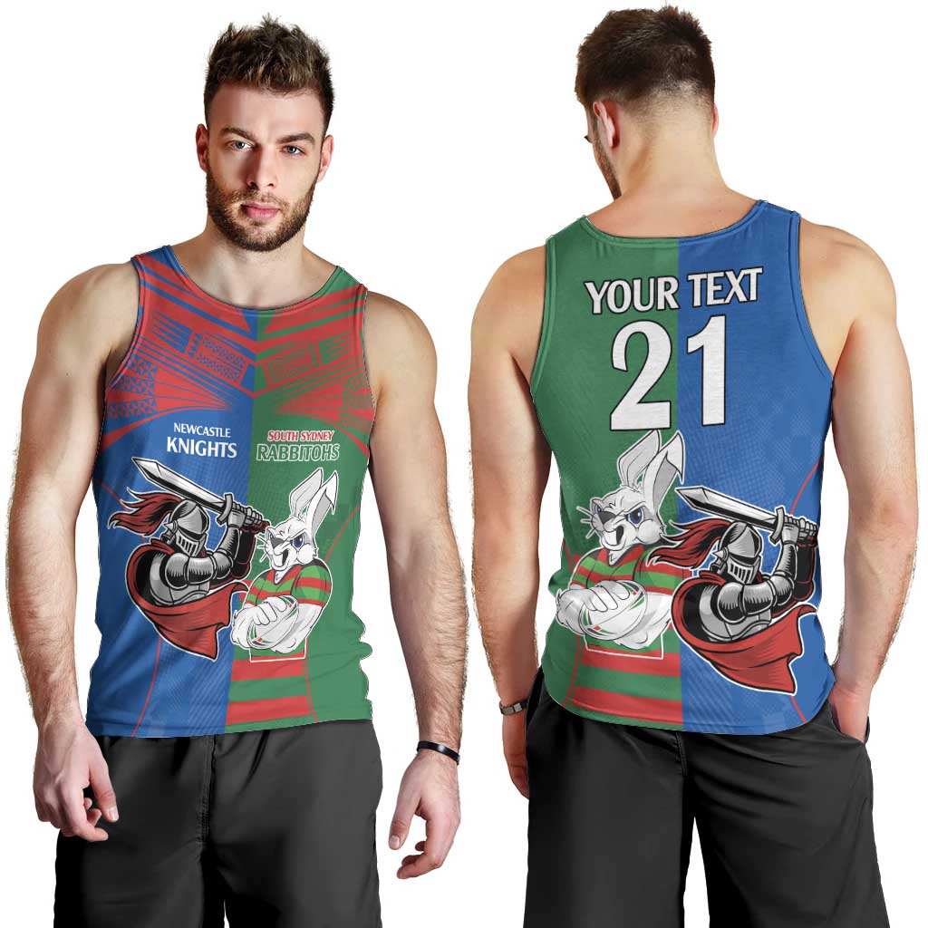 Custom Knights and Rabbitohs Mascot Together Men Tank Top - Vibe Hoodie Shop