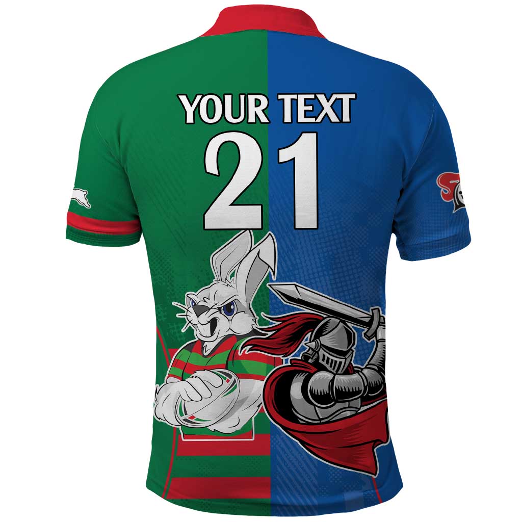 Custom Knights and Rabbitohs Mascot Together Polo Shirt LT9 - Vibe Hoodie Shop