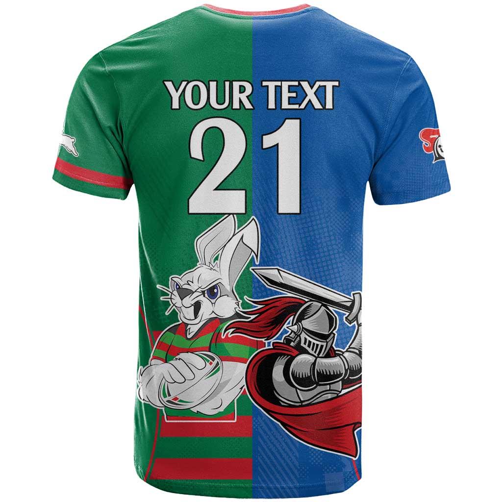 Custom Knights and Rabbitohs Mascot Together T Shirt LT9 - Vibe Hoodie Shop