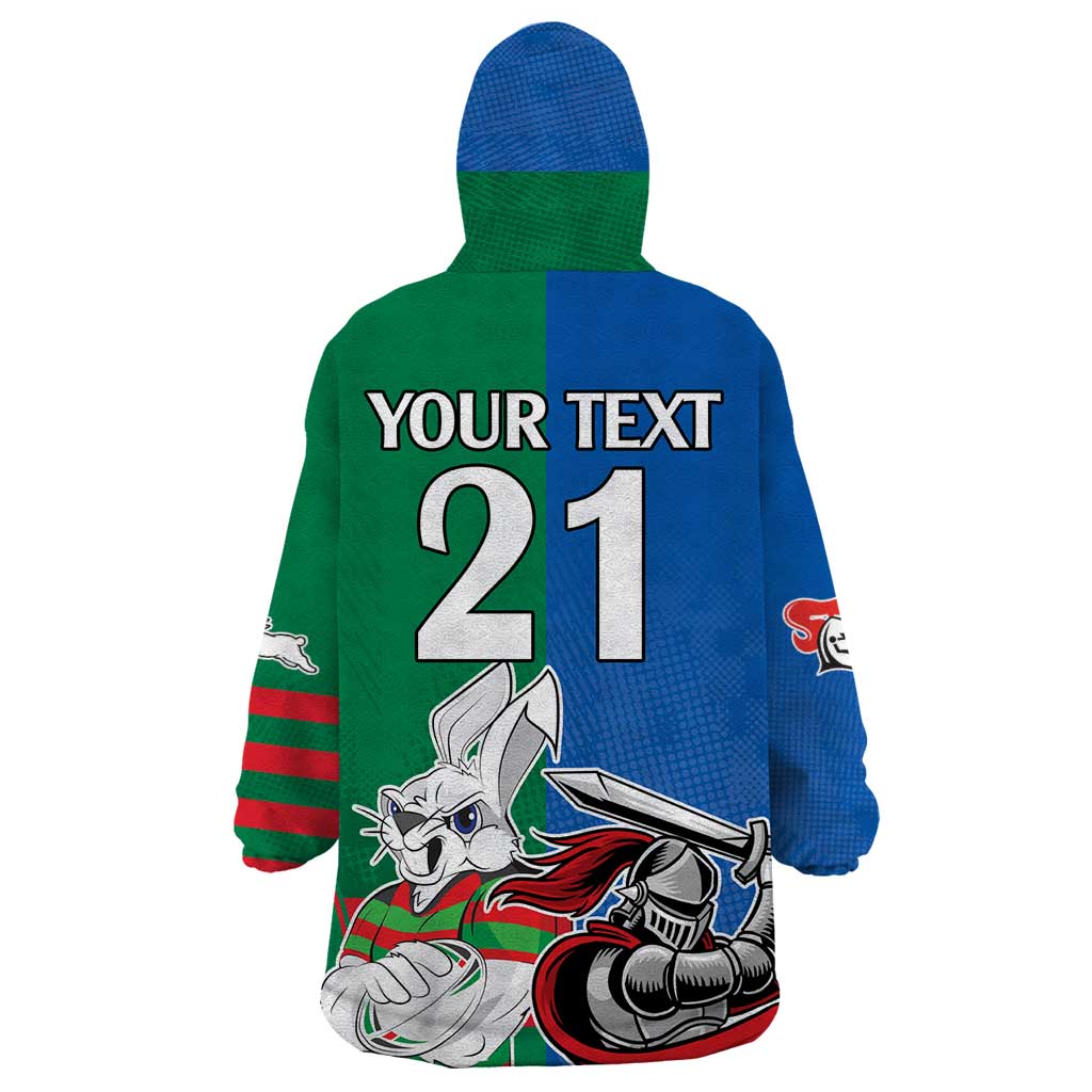 Custom Knights and Rabbitohs Mascot Together Wearable Blanket Hoodie - Vibe Hoodie Shop