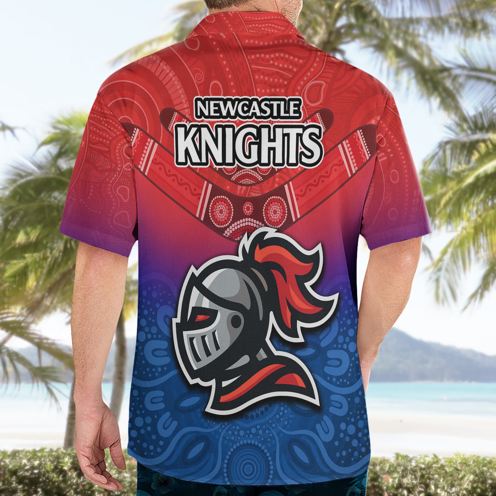 Knights Permier 2023 Hawaiian Shirt NRL Mascot with Aboriginal - Vibe Hoodie Shop