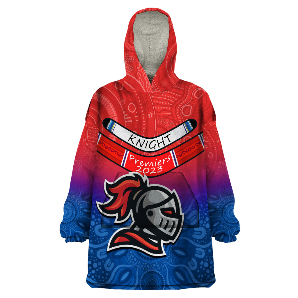 Knights Permier 2023 Wearable Blanket Hoodie NRL Mascot with Aboriginal - Vibe Hoodie Shop